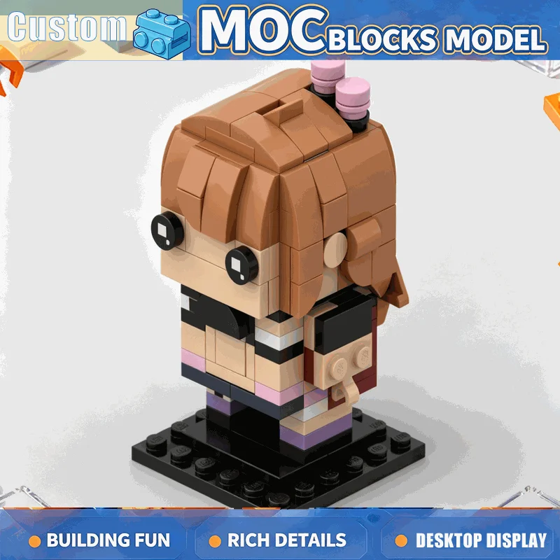 164PCS MOC Cute Orange Hair Idol Anime Girl Figure Model Custom Building Blocks DIY Assembly Creative Educational Learning Toy