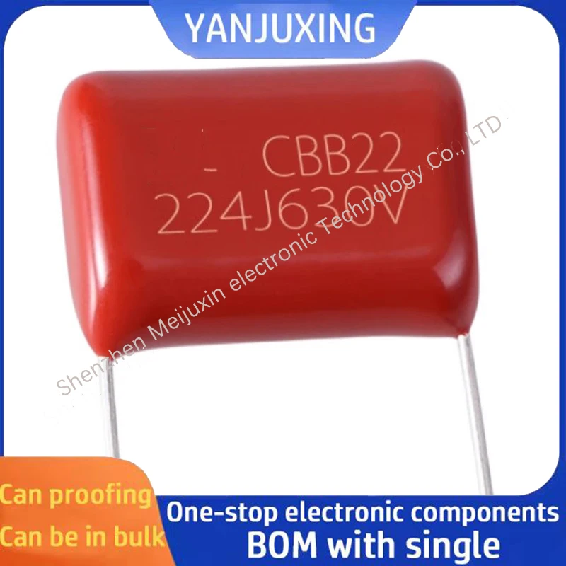 10pcs/lot CBB21 224J630V 0.22uF Foot spacing 15mm cbb22 capacitor Metallized polypropylene film capacitor