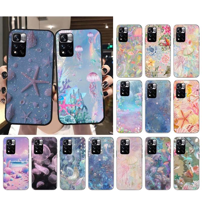 Sea Creatures Jellyfish Phone Case For Xiaomi Redmi note 13 12 Pro 11S 11 10 Pro 10S 12S Redmi 13 10 13C