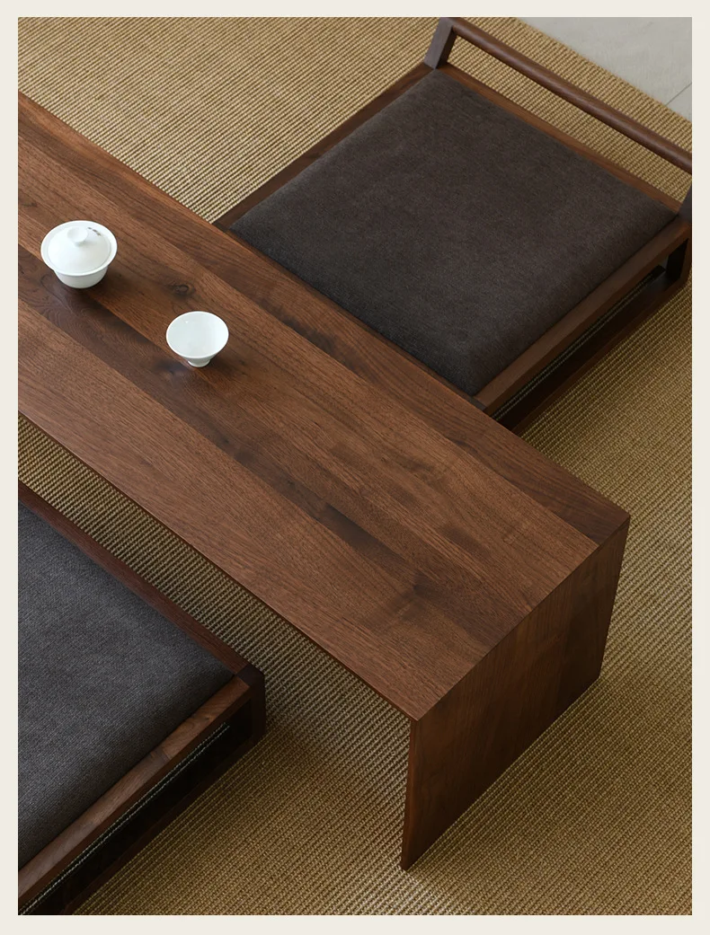 

Маленький чайный столик в японском стиле, низкий столик с татами Канцзи из массива черного ореха, чайный столик с эркером на балконе дзен