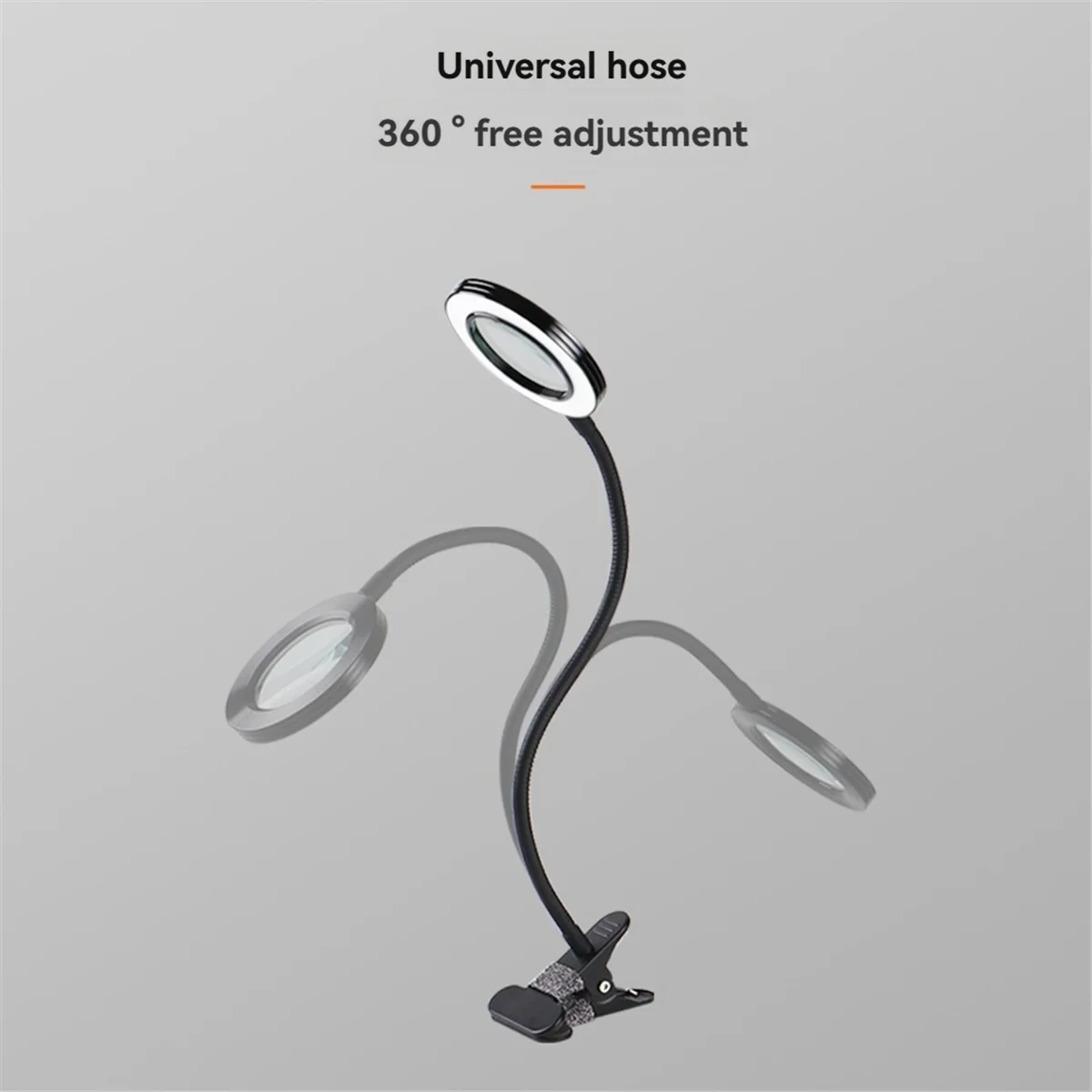 ABQR LED Magnifying Glass Desk Lamp 8X Magnification 3 Color Modes Adjustable Swivel Arm Lighted Clamp for Craft Repair Work