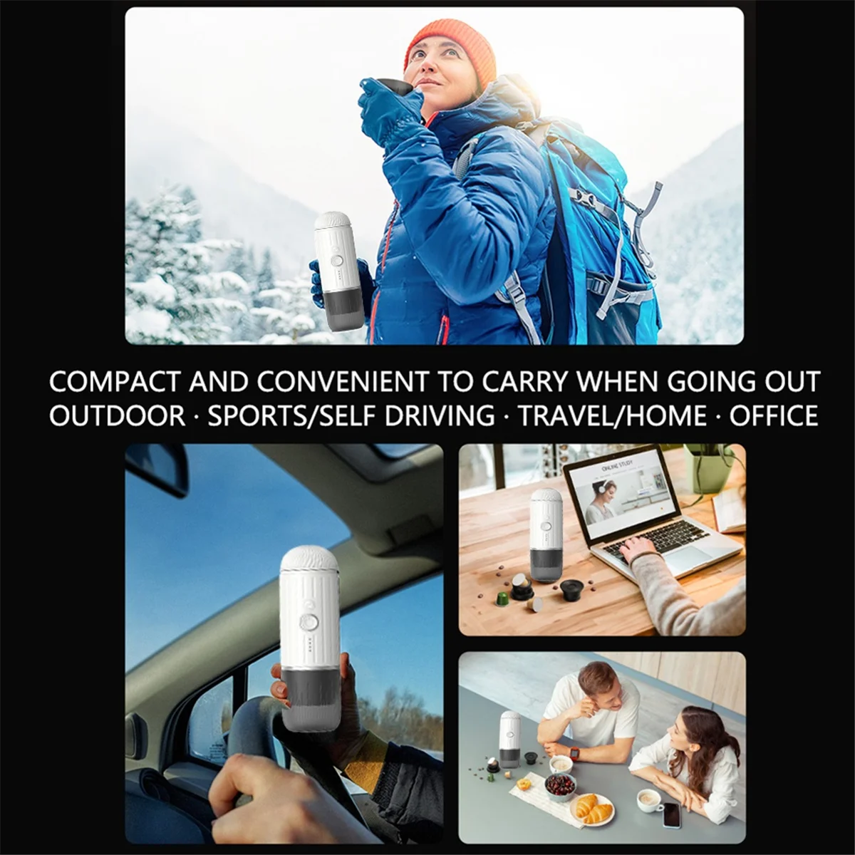 A14G-Mini Итальянская капсульная кофемашина 2-в-1, портативная USB-совместимая с капсулами и молотым кофе, регулируемая прочность