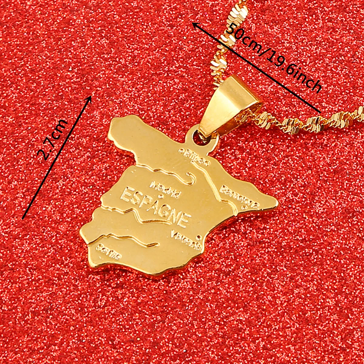 Spain Map Pendant Chain For Women Jewelry Love ESPAGNE Country Spanish