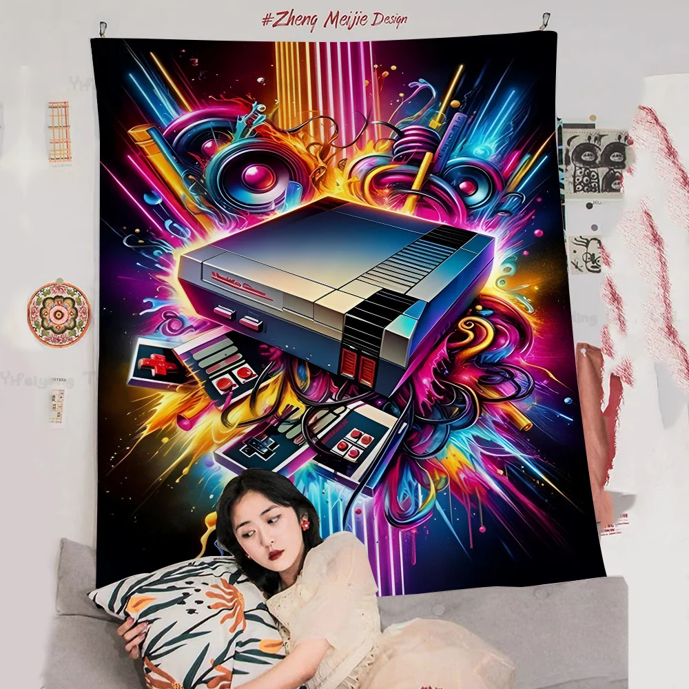 

Neon Video Game Character Cartoon Tapestry Art Science Fiction Room Home Decor Art Home Decor