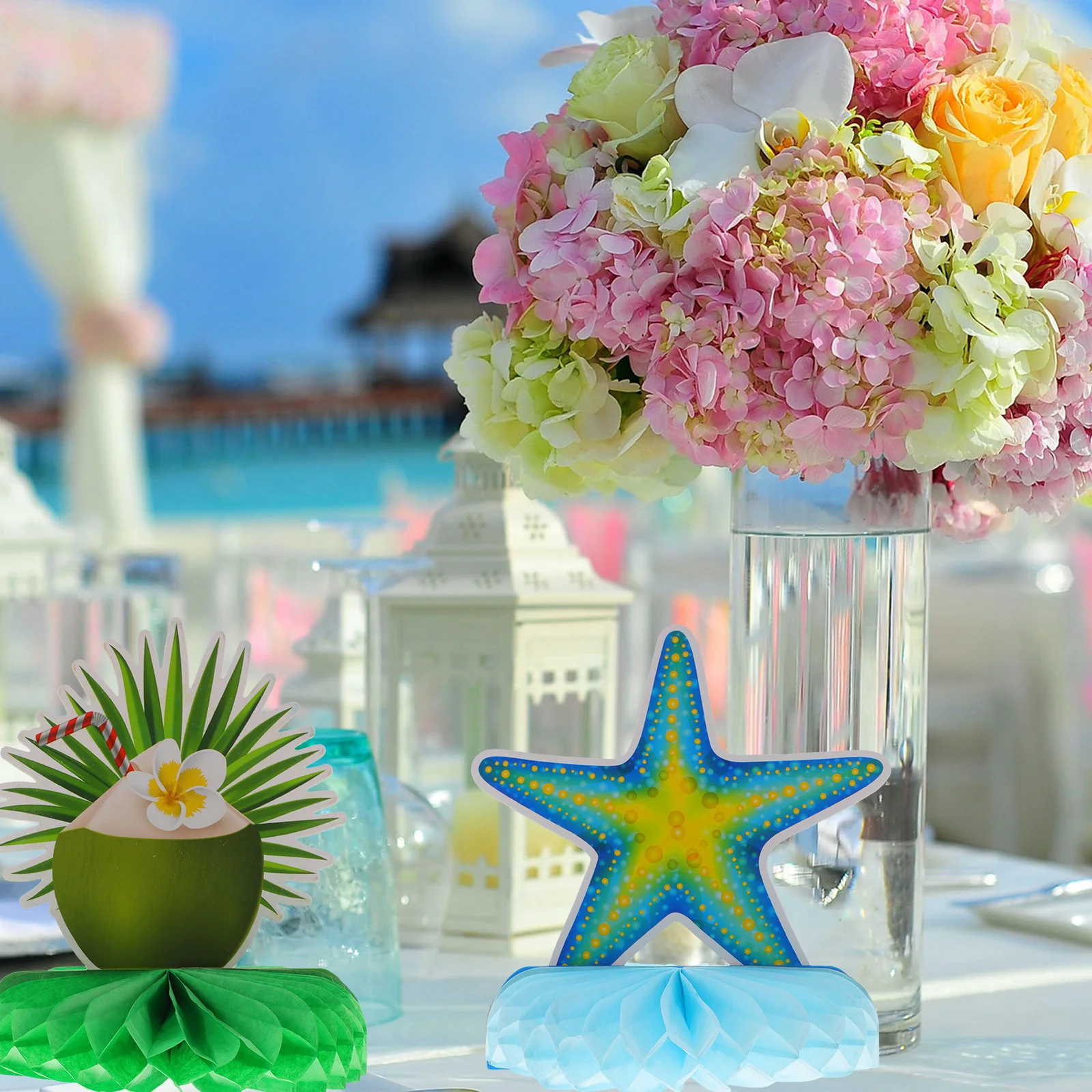 

9Pcs Honeycomb Decorations Hawaii Theme Party Supplies Paper Ornaments for Wedding Baby Shower Festival Home Decor