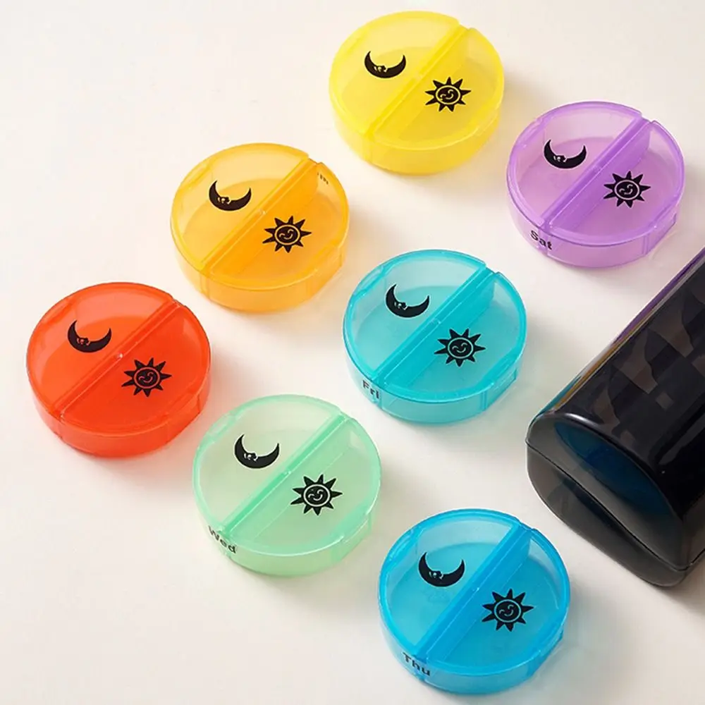 حاوية الأدوية منظم حبوب الدواء 7 أيام AM/PM مقصورات علامة الأسبوع فيتامين حقيبة للتخزين 2 مرات في اليوم قابلة لإعادة الاستخدام