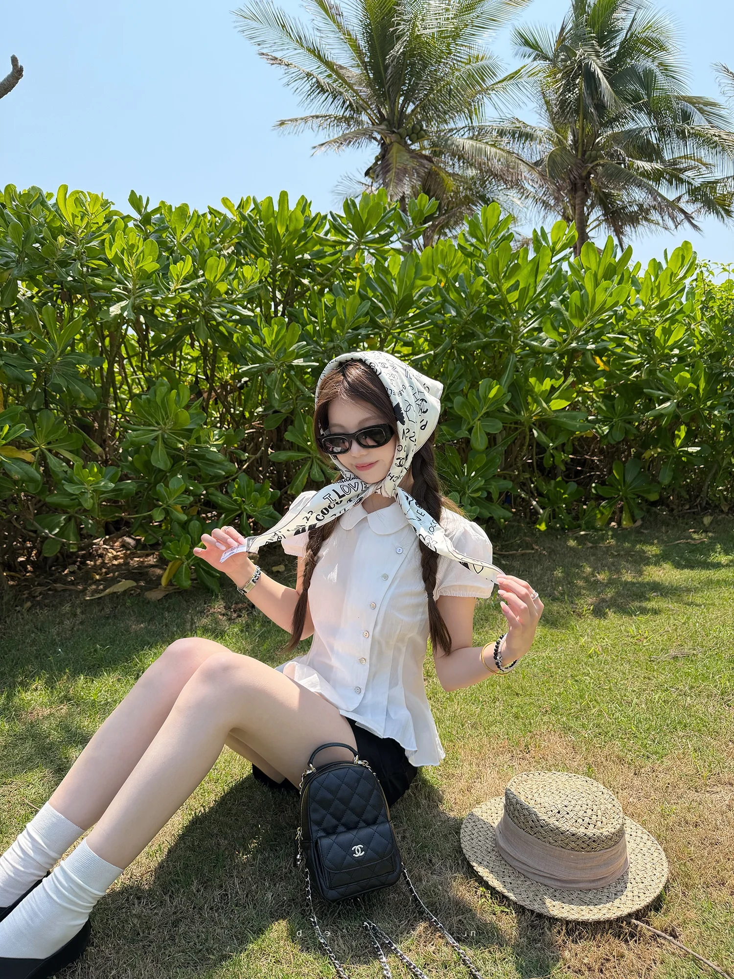 

FCY Studio Oxygen Summer Short Bubble Sleeve Shirt Doll Collar Waist Cinched Women's Cleanfit Style Breathable Skin-friendly