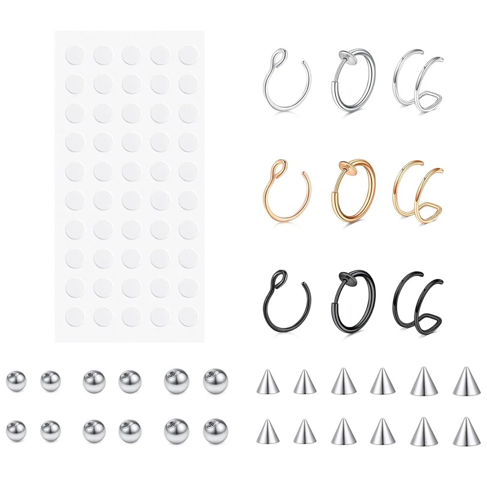 83Pcs/Set False Nose Rings Nasal Septum Artificial Perforation Suitable For Non Perforated Nose Jewelry For Women And Men