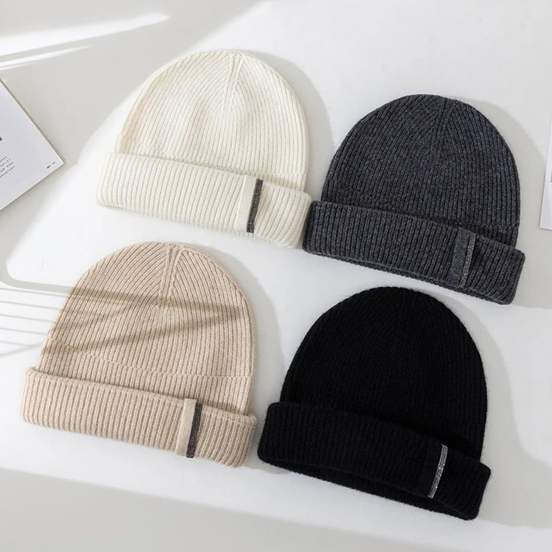 Cashmere Hat Women Winter Knit Beanie Autumn Warm Soft Skiing Accessory For Cold Weather Sports Outdoor Holiday