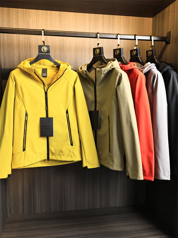 

Men's Fce Lined Soft ell Jaet Hooded Windproof Waterproof Autumn Winter Faion Urban Sle Outerwear Polyester Material