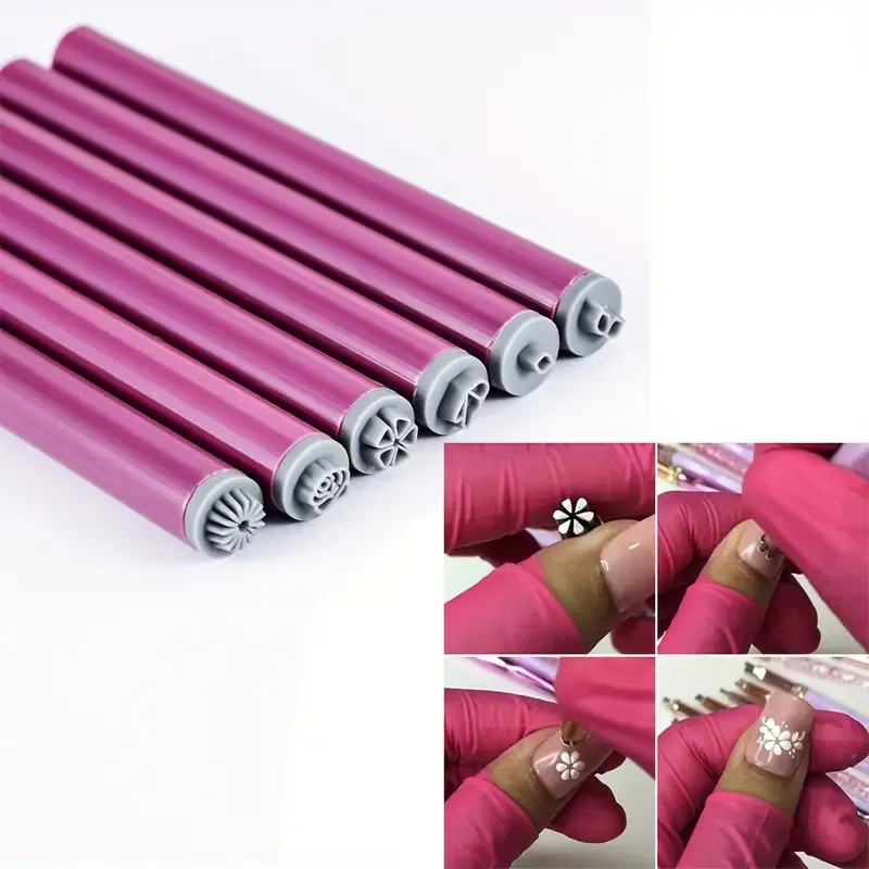 4/6/10 pezzi Set di penne per timbri per nail art Kit timbri floreali e con motivi con strumenti punteggiati Accessori per unghie inodore per donne e ragazze