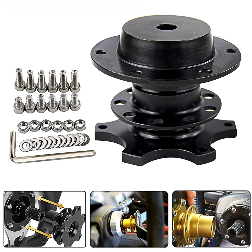 Car Steering Wheel Quick Release Hub Kit Snap Off Hub Adapter Steering Wheel Hub Boss Kit For 6 hole Steering Wheel Hub Aluminum