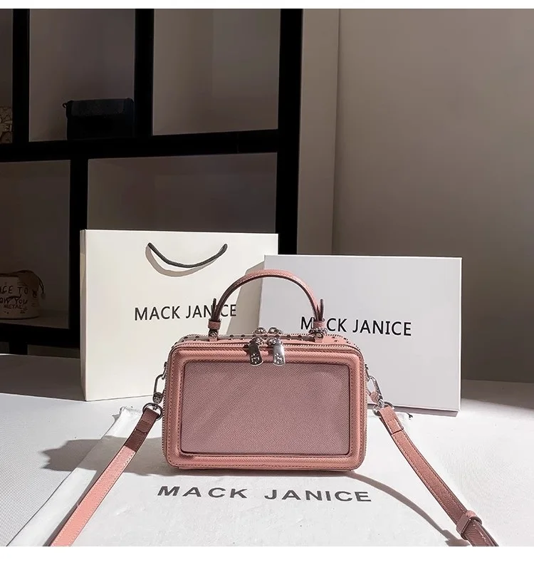 High Quality Women's Handbag New Fashion Floral Printing Rivet Square Box Shoulder Messenger Bag Lady Purse Female Casual Bag