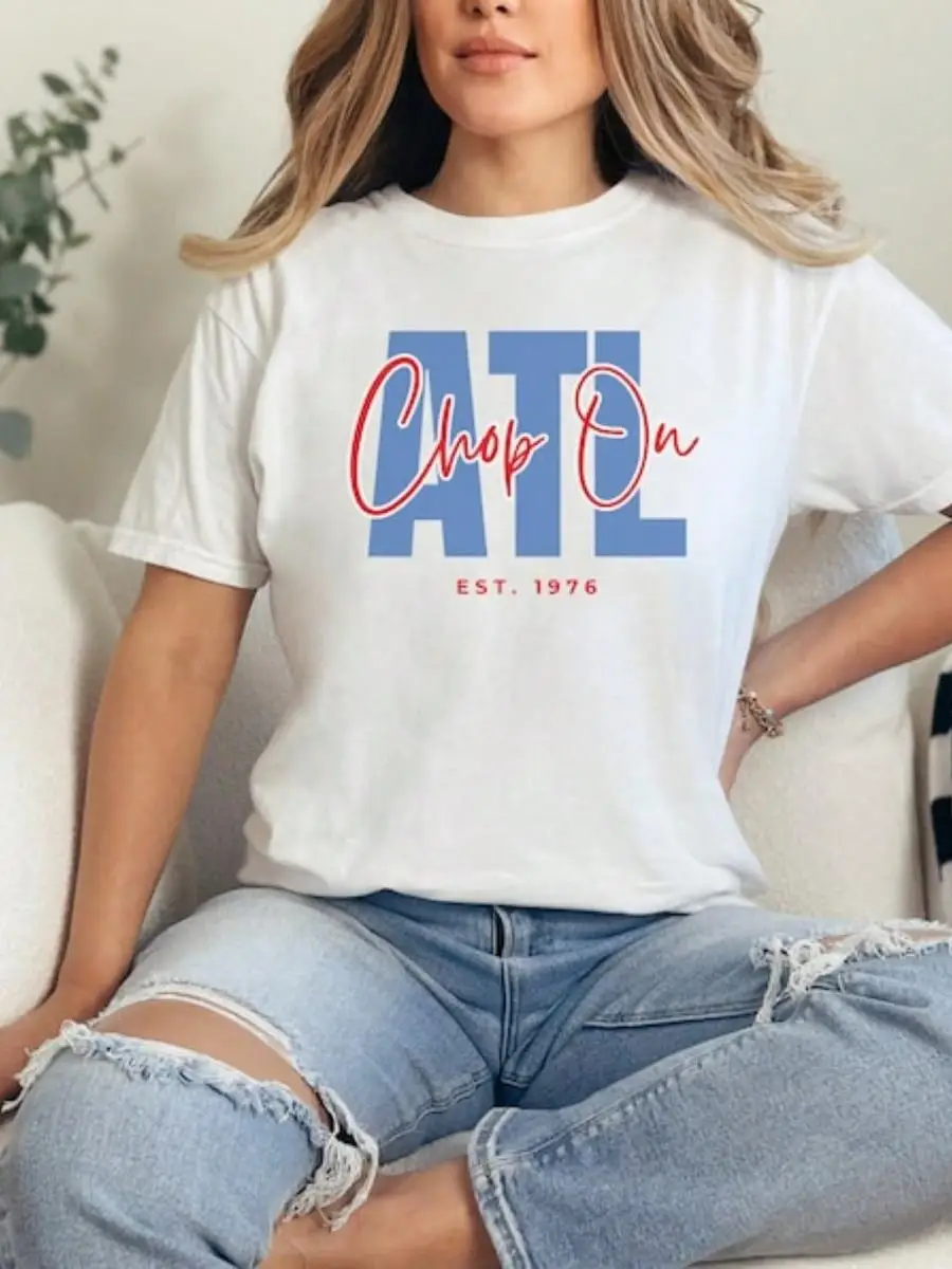 ATL Bravos Braves T-Shirt Atlanta Chop On ATL 220g Heavyweight 100% Cotton T-Shirt. Butterfly Print. Unisex Sizing. Round Neck Inspirational T-Sh