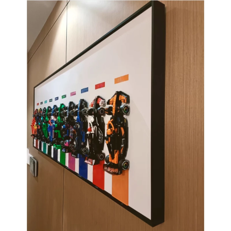 Speed Super Racing Building Blocks Wall Art Frame Ferrari And Mercedes Picture Frame Dust-proof Display Box Model Hanging Piece