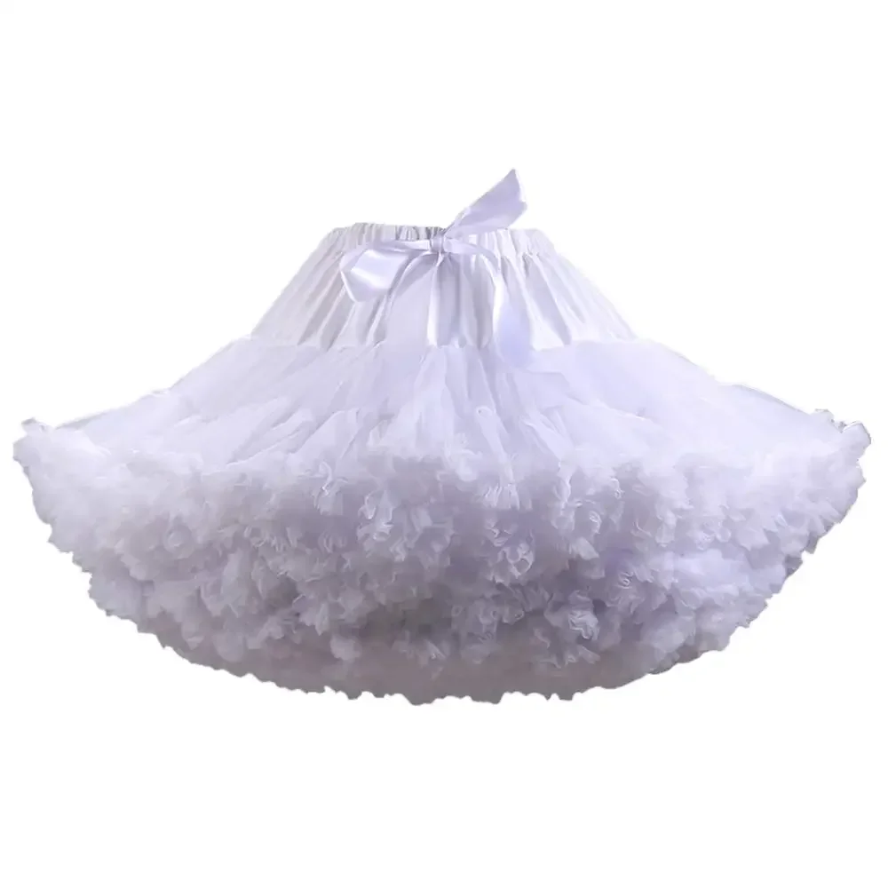 Romantic New Design Women's Petticoats Puffy Tutu Skirts Elastic Waist Multi-Layer Tulle Skirt 40CM