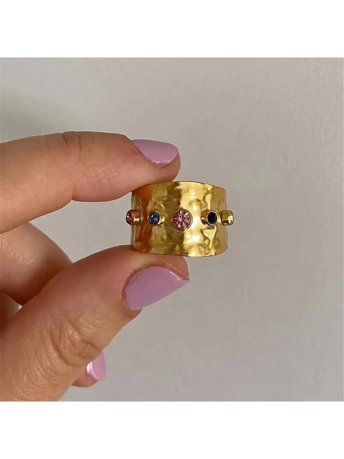 1pc Vintage 18k Gold-Plated Stainless Steel Ring Decorated With Cubic Zirconia, Suitable For Women's Daily Wear