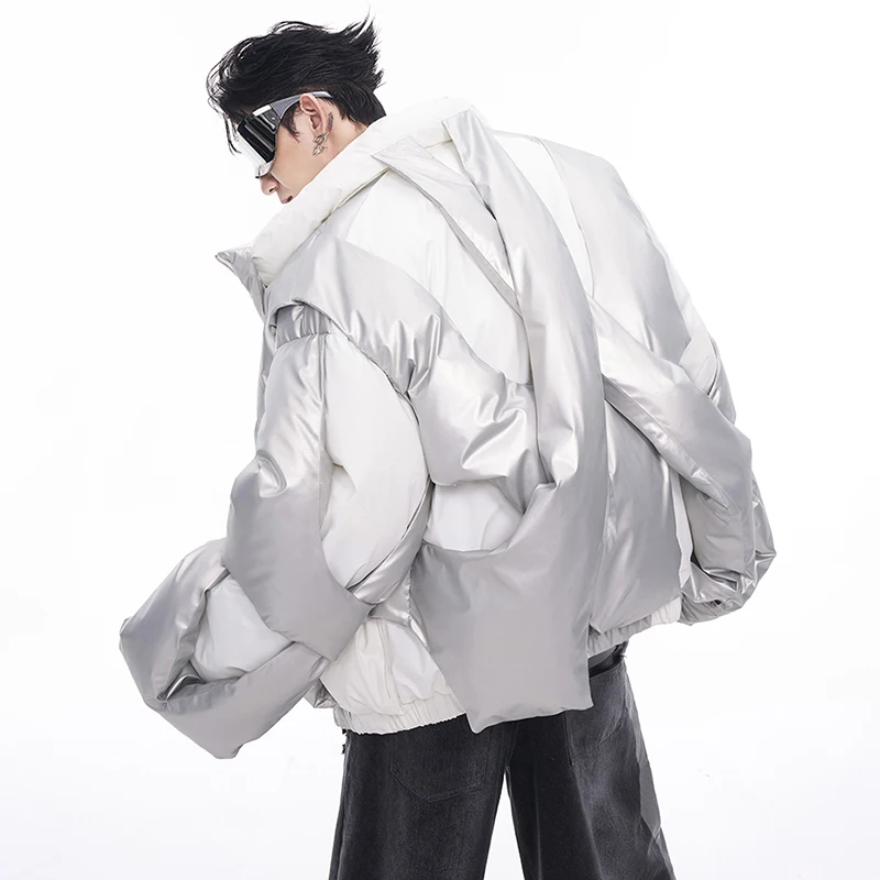 LUZHEN Designer Original Thick Asymmetric Personalized Streetwear Padded Jackets Windproof 2025 Male Liner Cotton Coats LZ8061