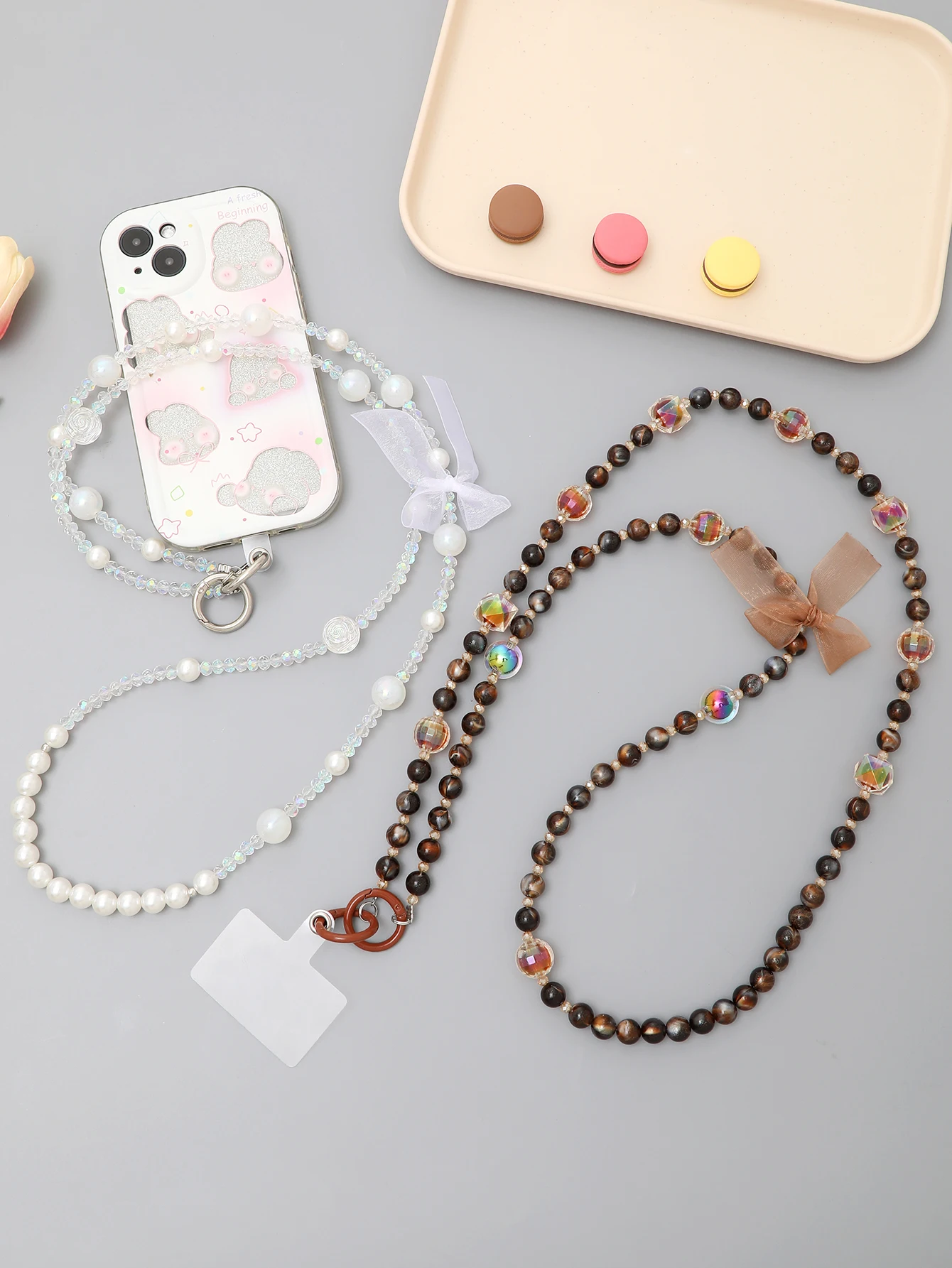 

Ins Pearl Crystal Bead Long Style Can Carry Mobile Phone Lanyard, Luggage Keychain Pendant, Accessory Chain