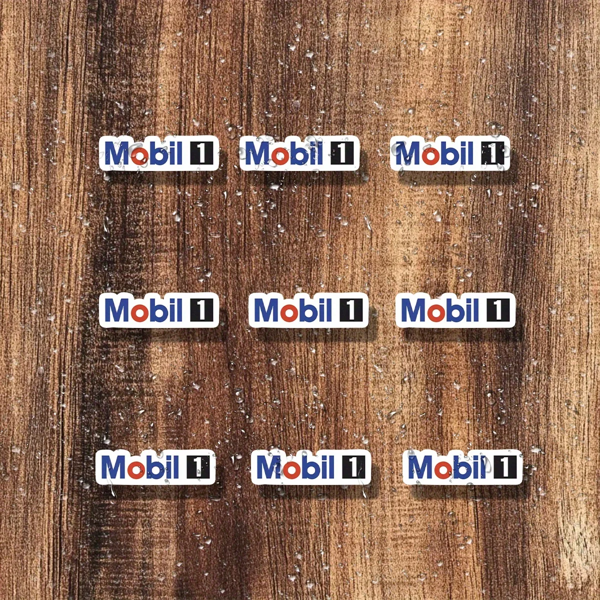 9Pcs [Mobil 1 Sticker] Mobil 1 Racing Film 1pc | Coarse Black and White Logo, Waterproof Matte Surface, Self-Adhesive Car,