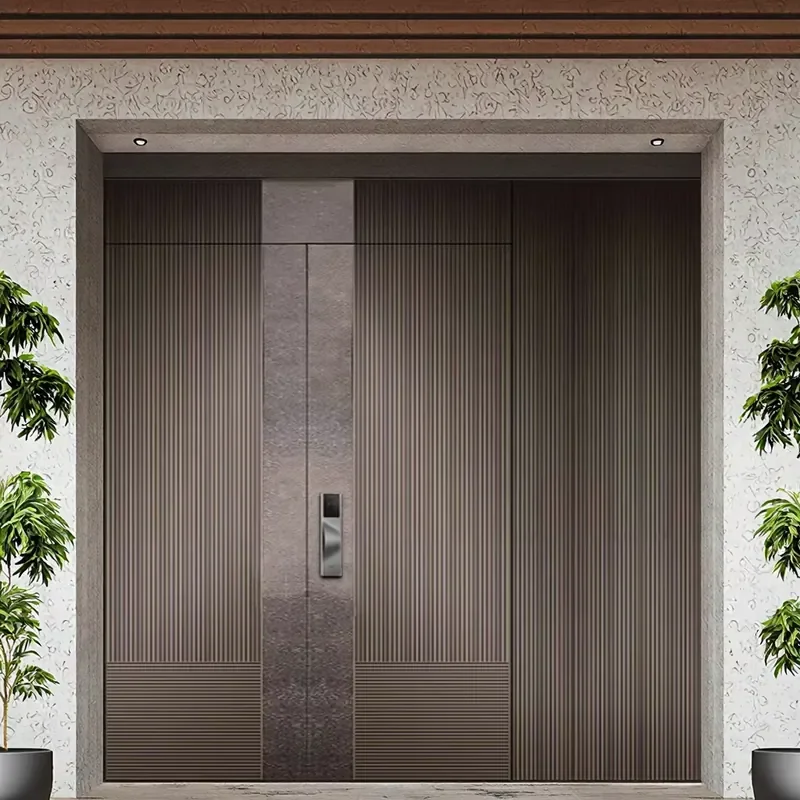 Foshan Modern Villa Apartment Cast Aluminum Main Entrance Doors 3D Carving Wavy Security Exterior Front Entry Doors