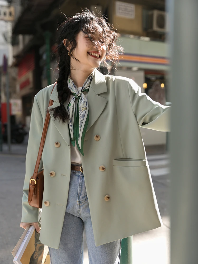 

Повседневный женский пиджак для весны: уникальный дизайн, короткий рукав, для офиса, двубортный, с длинными рукавами, средней длины