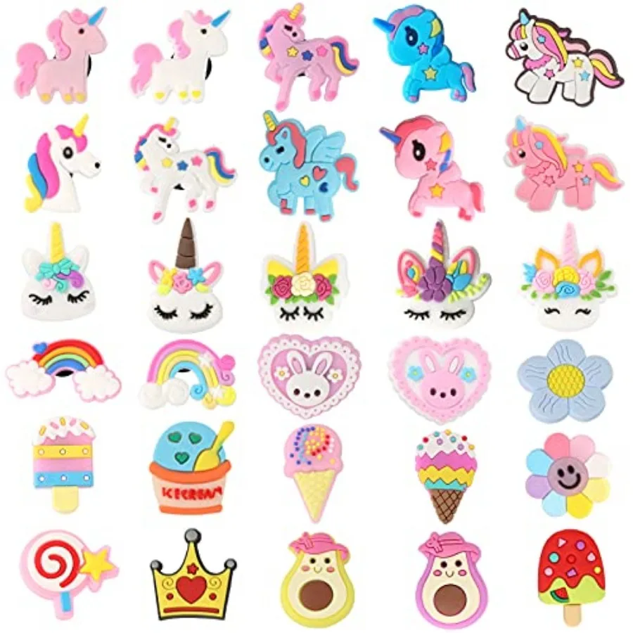

30 PCS Shoe Decoration Charms, Unicorn Rainbow Shoe Charms, PVC Clog Shoes Charm for Women, Cute Shoes Decor Charm for Shoe Clo