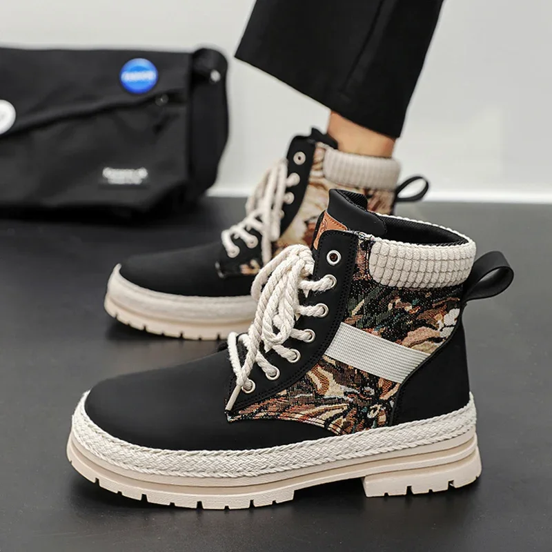 Original Design Schwarz Cowboy Stiefel für Männer Weiche Bequeme Plattform Stiefel Männer Im Freien Nicht-slip Werkzeug Stiefel Mann Botines hombre