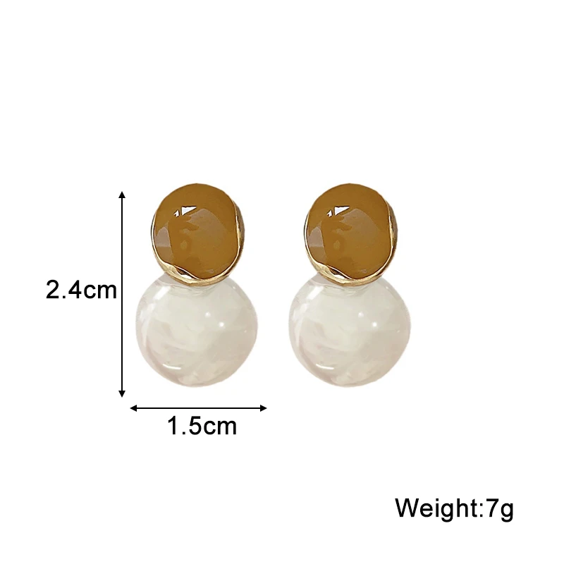 Brown Beige Acrylic Dangle Earrings for Women Double Oval Shape Geometric Statement Lovely Cute Small Earrings boucle d'oreille