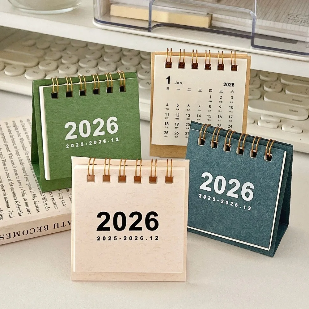 2026 Mini Simple Paper Desk Calendar Creative Portable Spiral-Bound Calendar for Time Planning Notebook Desktop Ornament