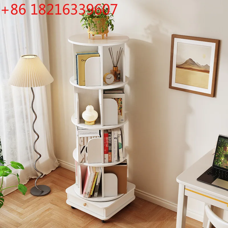 YAO rotating floor integrated 360-degree household bookcase solid wood color floor bookcase mobile storage