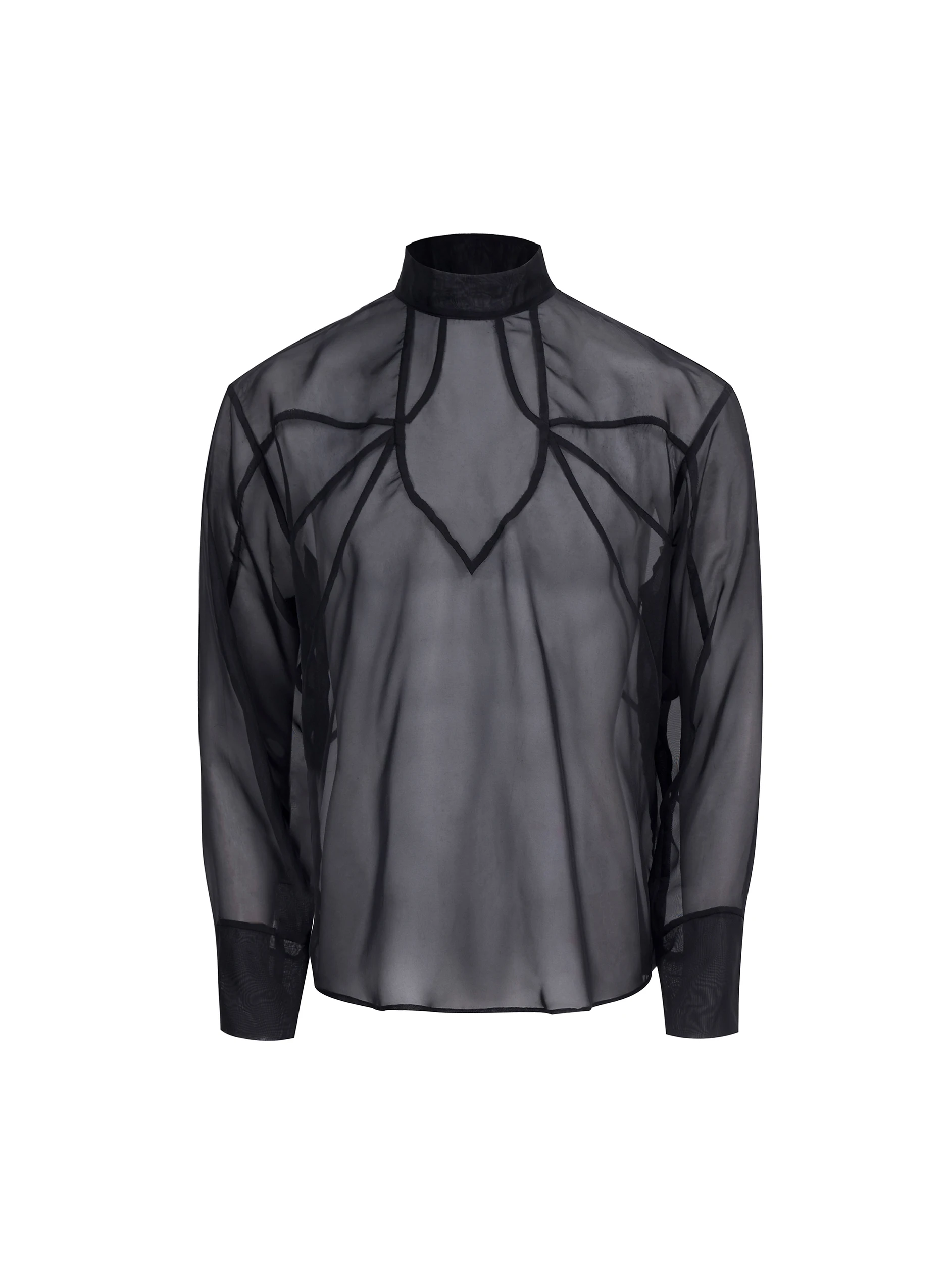 Men's Semi-Transparent Mesh Gauze T-Shirts 2025 Autumn New Back Zipper Long Sleeve Fashion Tops Male Handsome Loose Comfort Tees