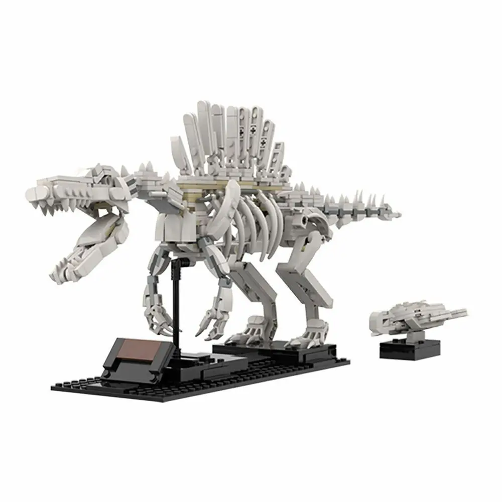 Spinosaurus Skeleton and Sea Turtle with Display Stand 659 Parts MOC Build