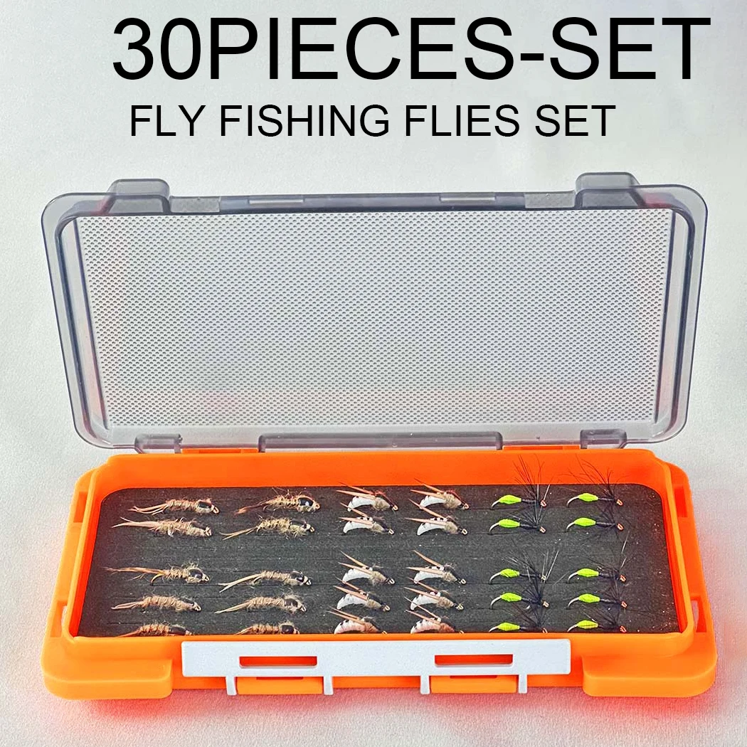 

Fly Fishing Flies Kit - Artificial Fly Lures 30Pcs-3 Mixed Styles Wet Flies Nymph Bait for Fishing Trout/Perch/Salmon Artificial