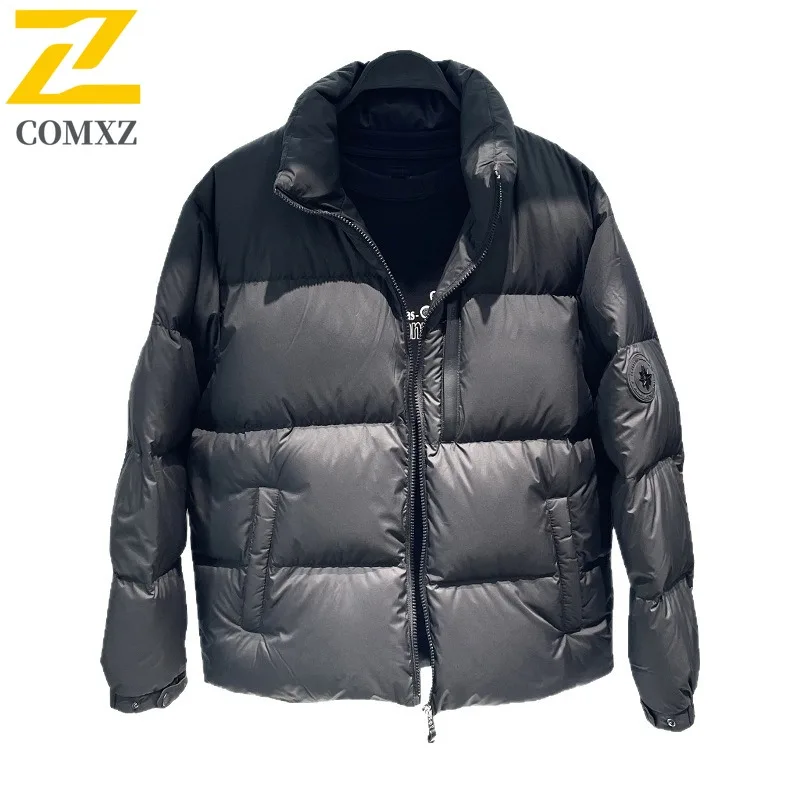 COMXZ Men Down Jacket Warm Soft Stand Collar Skiing Trip Casual Snowy Street Padded Jacket Urban Cold Resistant Winter Jackets