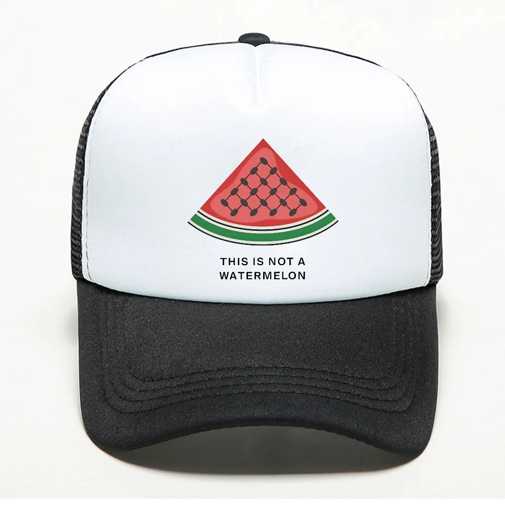This Is Not Watermelon Baseball Caps Distressed Keffiyeh Magritte Parody Watermelon Trucker Hat summer Adjustable mesh visor hat