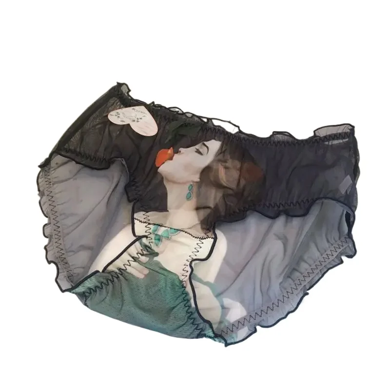 

Sexy Net Gauze Transparent Underwear Female 5D Beauty Picture Hot Mid-waist Female Underwear Fashion Triangle Pants Comfortable