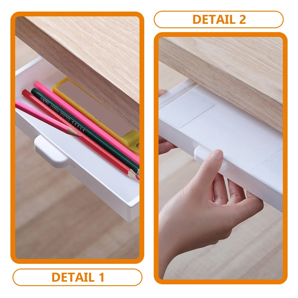 2 Pcs Desktop Punch Free Storage Box Shelf Undershelf Drawer Office Stationery Organizer