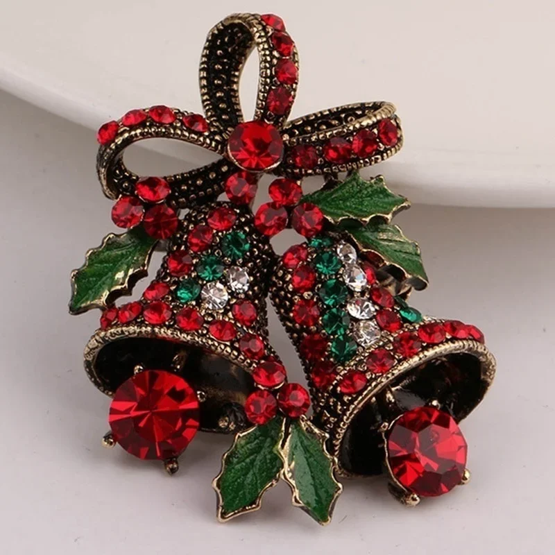 Christmas Suit Pin Creative Gift Bow High-grade Corsage Retro Bells Christmas Day Brooches