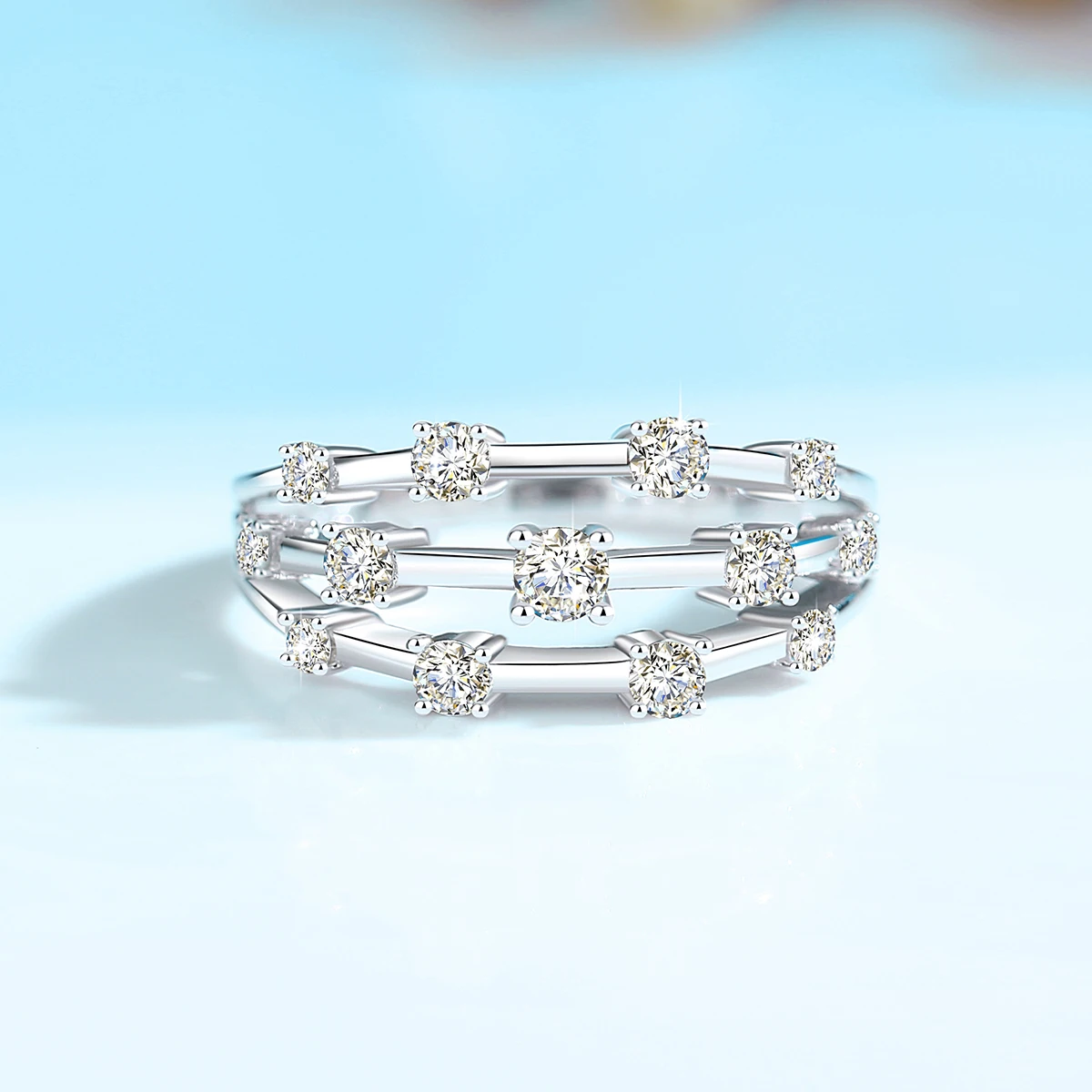 

Многослойные кольца, женские кольца с муассанитом, широкий палец, ювелирные изделия для свадебной вечеринки, подарок на день рождения для девочек, 100% тестер с бриллиантами