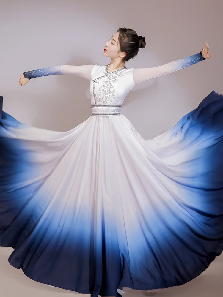 

Mongolian Dance Performance Costume New Sle Mongolian Ethnic Women's Practice Skirt National Dance orm Autumn Winter
