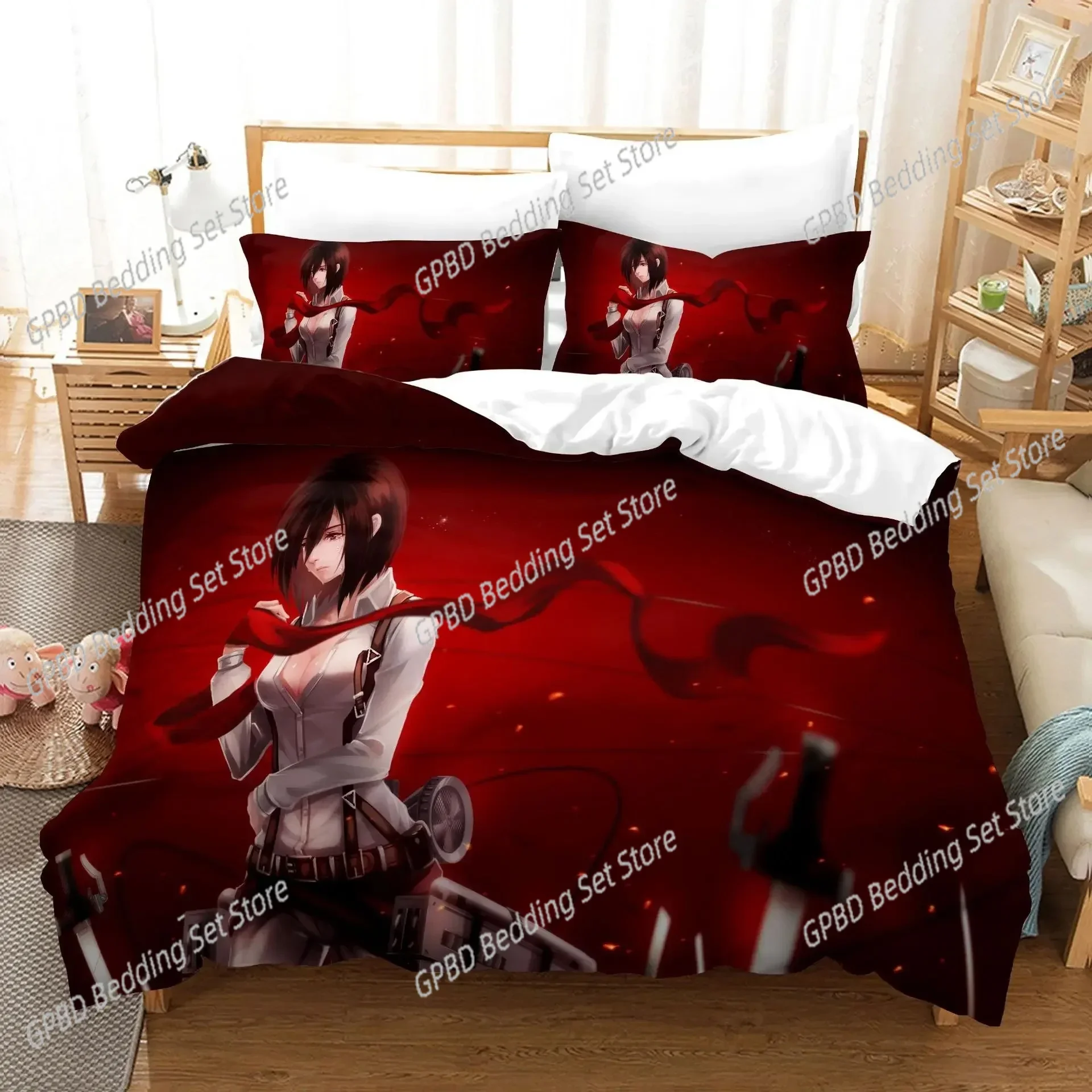 3D Attack On Titan Comfortable Duvet Quilt Cover Pillowcase Bedding Set Children Bedroom Decoration Home Textile