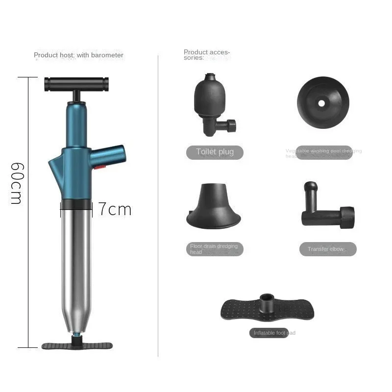 Toilet Plunger High Pressure Drain Plunger Dredge Clog Remover Air Drain Blaster for Bath Toilets Bathroom Shower Sink Bathtub