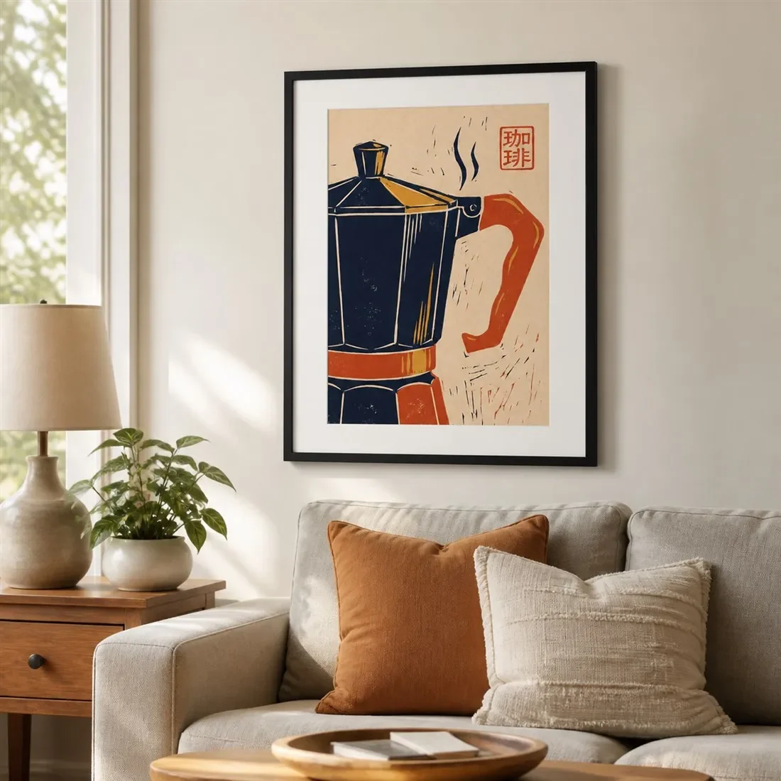 1pc frameless Canvas Painting Japandi Brew Poster,Canvas Wall Print,Modern Art Illustration,High‑Grade Home Decoration Artwork f