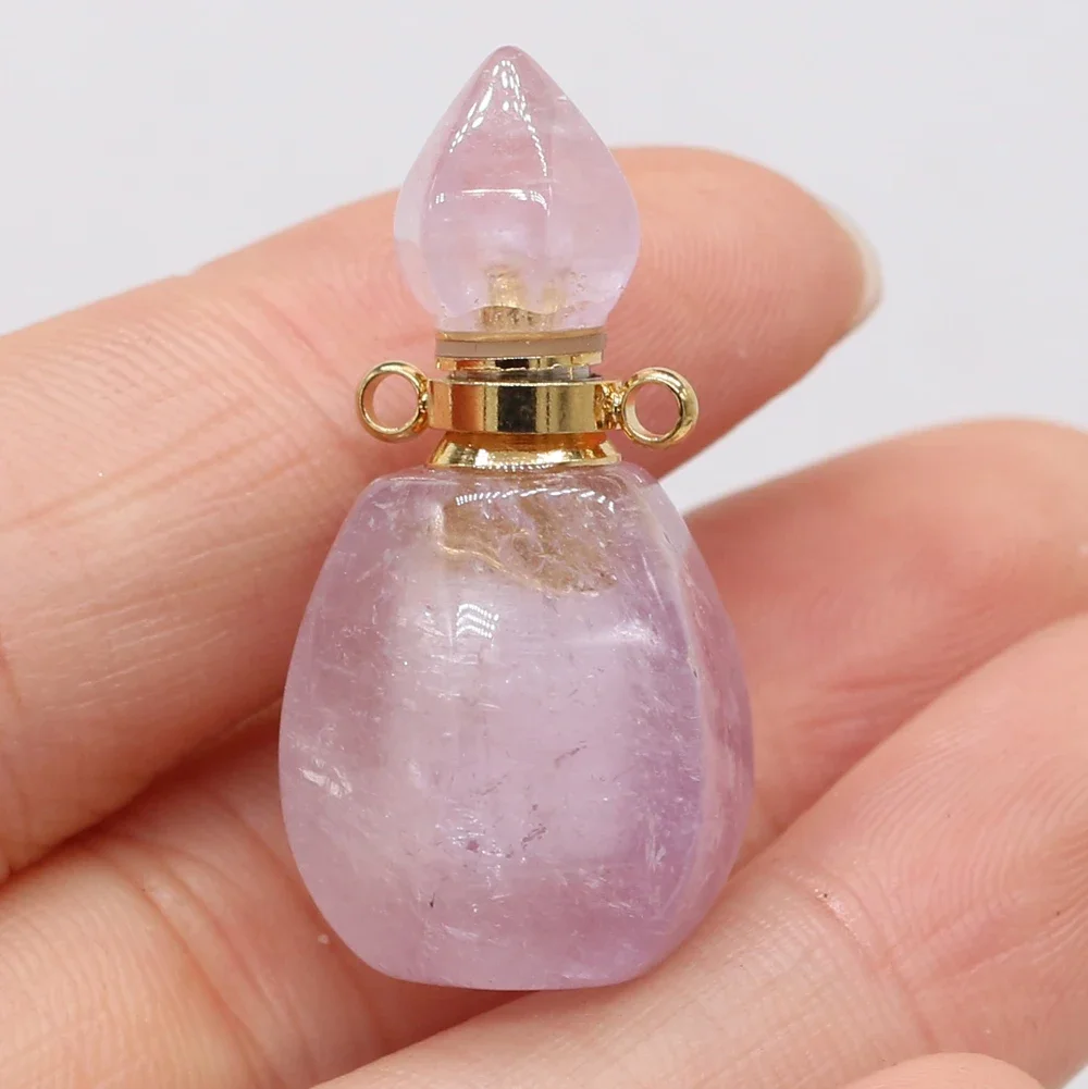 Natural Amethysts Perfume Bottle Pendant Charms Multiple Styles Essential oil Diffuser Pendant for Making DIY Jewerly Necklace