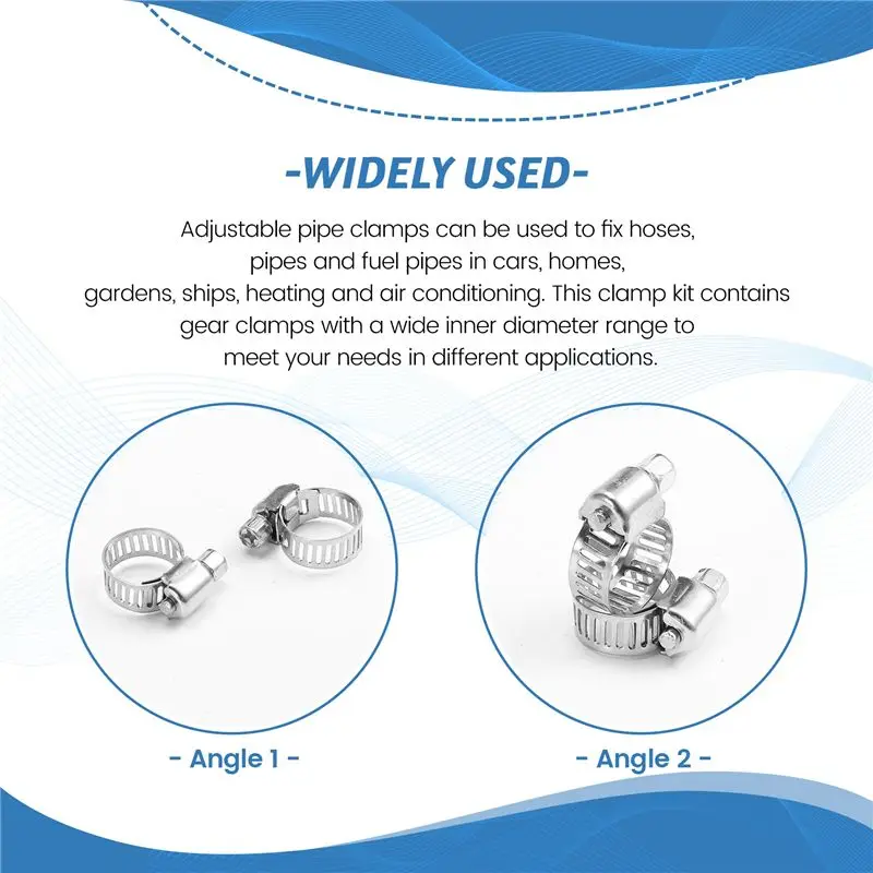 AEE4-40PCS Hose Clamp Set 1/4 - 1-1/8Inch Stainless Steel Worm Gear Hose Clamp For Pipes, Intercoolers, Pipes And Fuel Pipes