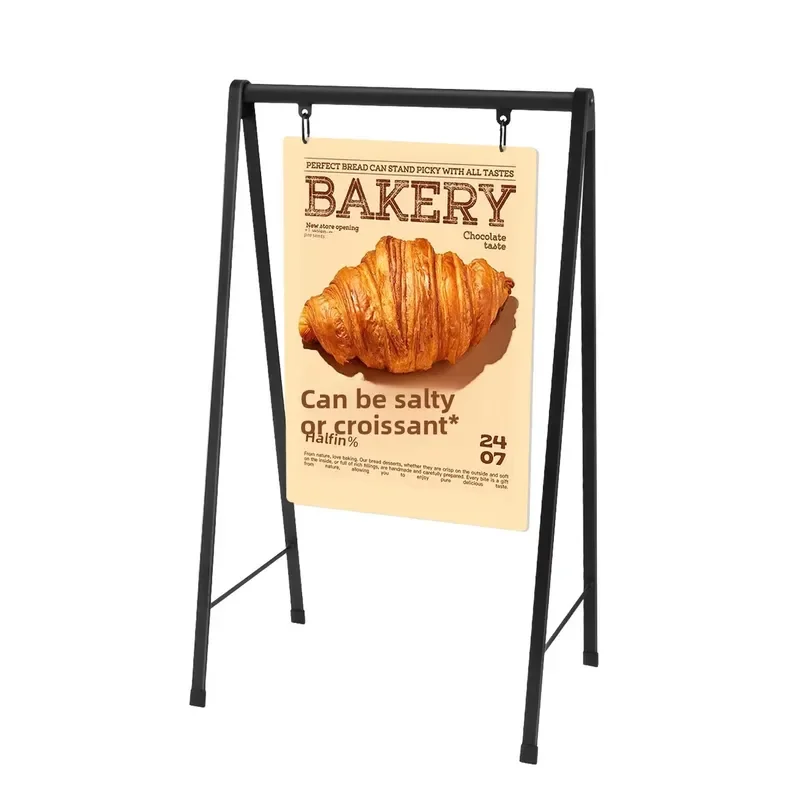 Aluminum Vertical Bracket Floor Standing Display Stand Windproof Poster Board for Milk Tea Shop Restaurant Billboard Signage