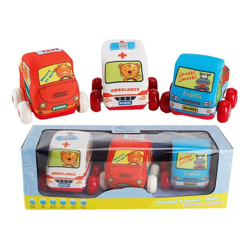 

Baby Montessori Toy Soft Cloth Fabric Car Truck Model Educational Toy For Kids Aged 0-7 Years Old Ambulance Express Vehicle Taxi