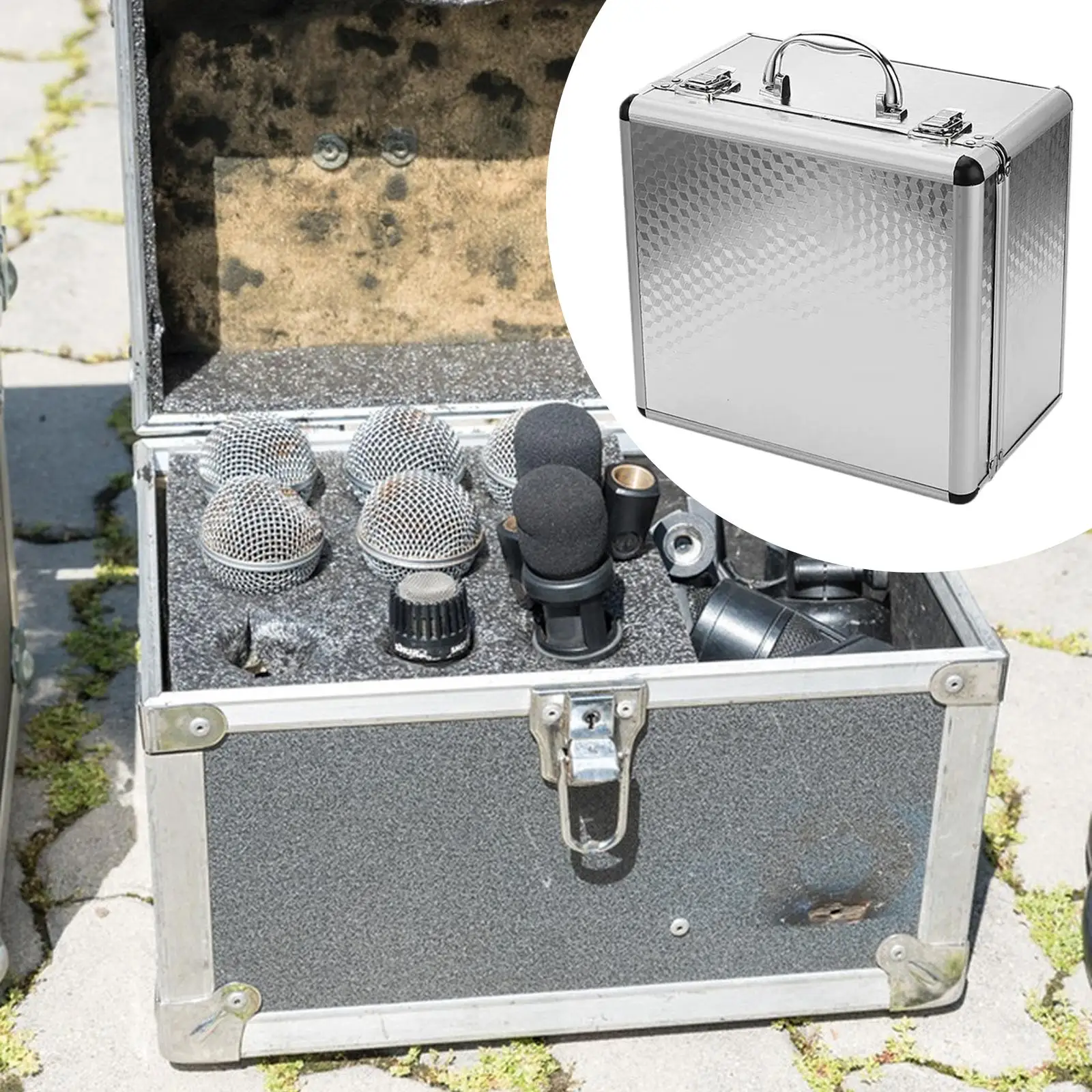 Mic Storage Case Handheld Top Handle Professional Tool Box Organizer Instrument Carrying Case for Outdoor Activity Travel Party view 2
