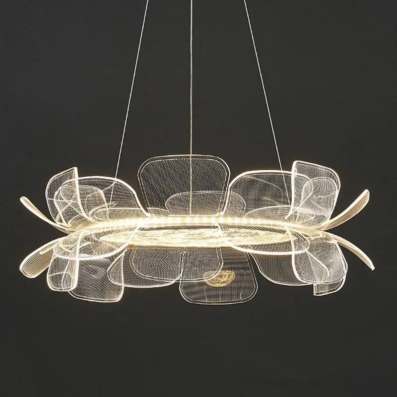 

Nordic Petal LED Pendant Light for Living Dining Room Food Tables Bedroom Designer Chandelier Home Decor Lusters Luminaires